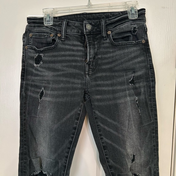 American Eagle Ne(x)t Level Flex Skinny Stretch Jeans 29 x 32 Black Distressed - Picture 2 of 11